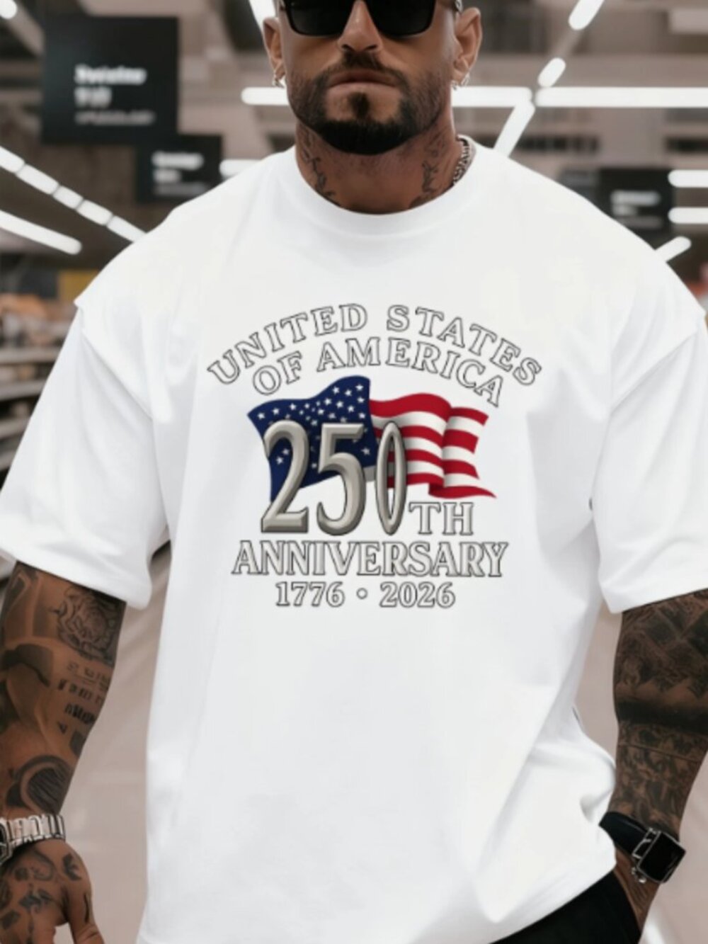USA 250th Anniversary 1776 2026 Vintage Patriotic Graphic Tee America